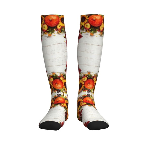 Picia Thanksgiving With Autumn Printed Sports Compression Socks - 15-20mmHg Graduated Compression, High-Performance Soft and Breathable Socks for Men and Women