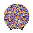 thumbnail image 1 of Picia The Garden Tricolor Pansy Flower Pattern Bone China Decorative Plate – Wall Decor with Stand and Adhesive, Elegant Ornament for Living Room, Office, or Entryway-6in, 1 of 6