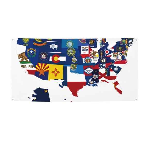 Picia The Map Of United States Pattern Party Banner, Festive Decoration, Holiday Banner, Celebration Decor, Event Banner, Reusable Party Banner-Small