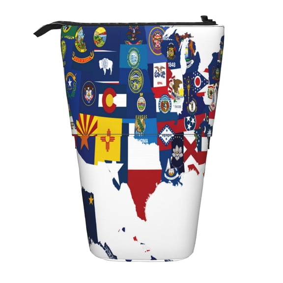 Picia The Map Of United States Print Telescopic Pencil Case, Telescopic Pen Holder Telescopic Pencil Pouch Bag Stationery Pencil Case Box Storage Organizer Makeup Bag