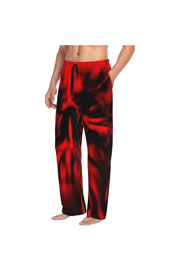 The Red Head Skull Mens Soft Woven Cotton Elastic Waistband Sleep Pajama Pant Lounge Sleep Pant With Pockets And Drawstring-Small