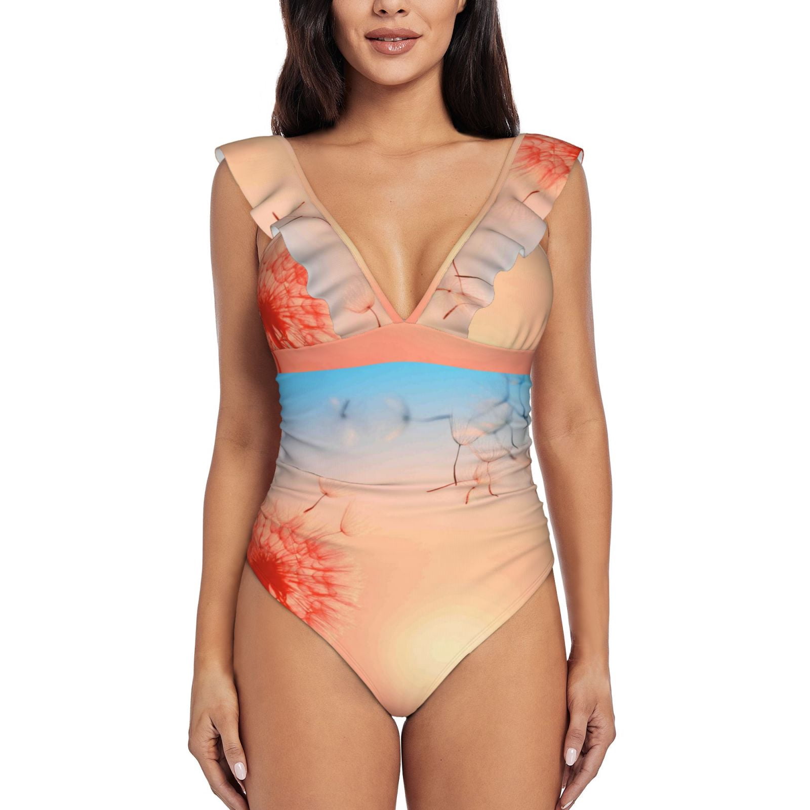 One Piece Swimsuit Women Blooming Jelly Women's Tummy Control