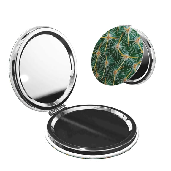 Picia Thorns Of Macro Cactus for Compact Vanity Mirror , Travel Makeup Mirror , Portable Magnifying Cosmetic Mirror for Daily, Work, Business-Round Shape