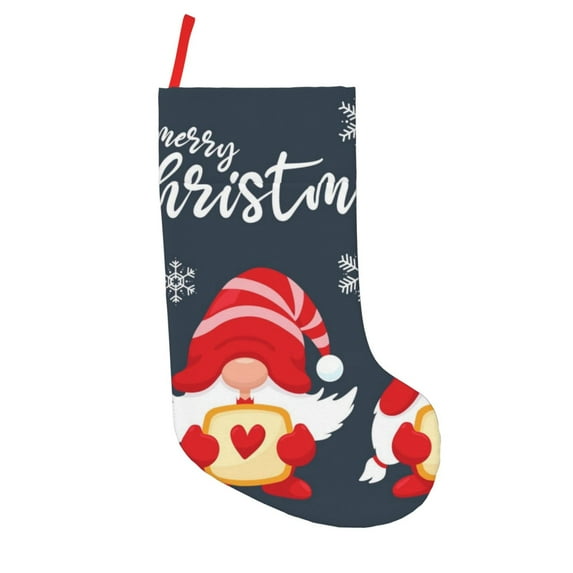 Picia Three Cute Christmas Gnomes for 18in Christmas Stockings, Xmas Stocking for Kids, Holiday and Family Stocking for Fireplace or Party Decoration