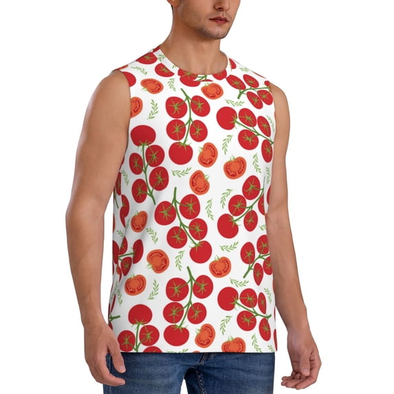 Picia Tomato mens Cotton Tank Undershirts , Moisture-wicking Ribbed Tanks, Lightweight Cotton Tank Undershirts-Small