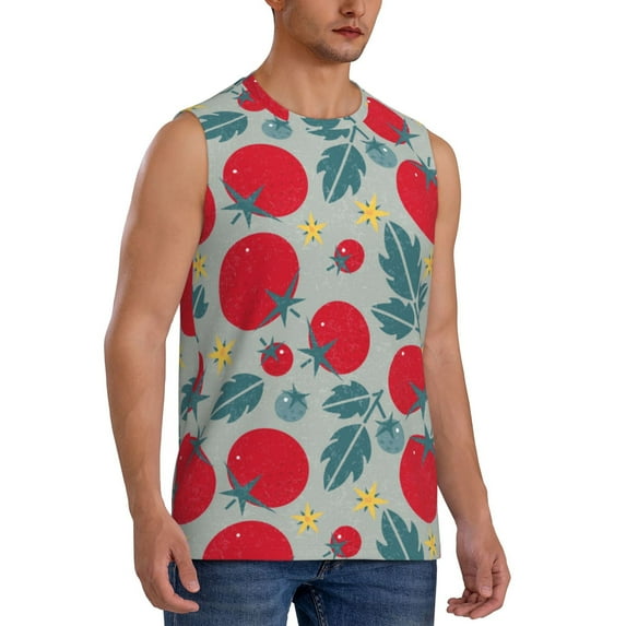 Picia Tomato mens Cotton Tank Undershirts , Moisture-wicking Ribbed Tanks, Lightweight Cotton Tank Undershirts-XX-Large