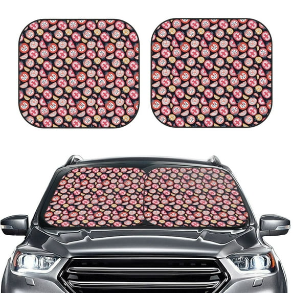 Picia Tomatoes 2 Piece Car Windshield Sun Shade Foldable | Foldable Sun Shield for Front Window Blocks UV Rays and Keeps Your Vehicle Cool-Medium