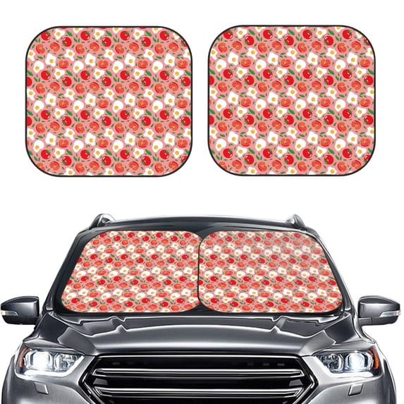 Picia Tomatoes 2 Piece Car Windshield Sun Shade Foldable | Foldable Sun Shield for Front Window Blocks UV Rays and Keeps Your Vehicle Cool-Small