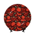 thumbnail image 1 of Picia Tomatoes And Chili Pattern Bone China Decorative Plate – Wall Decor with Stand and Adhesive, Elegant Ornament for Living Room, Office, or Entryway-8in, 1 of 6