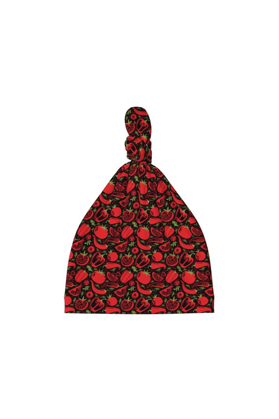 Tomatoes And Chili Printed Preemie Hats for Baby Girls Cotton Premature Knot Hats Newborn Hospital Cap Warm Knot Beanie Nicu for Preemie Girls and Boys