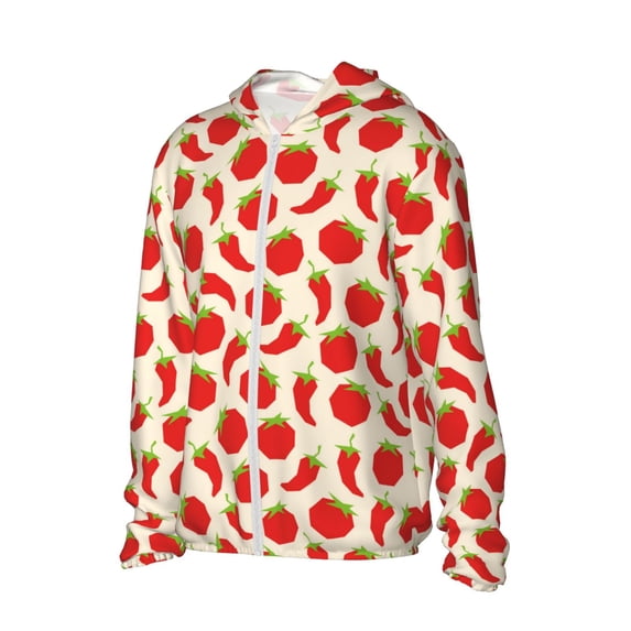 Picia Tomatoes And Chili Women's Men's UPF 50+ Sun Protection Hoodie Shirt Long Sleeve SPF Fishing Outdoor UV Hiking Lightweight Shirts-X-Large