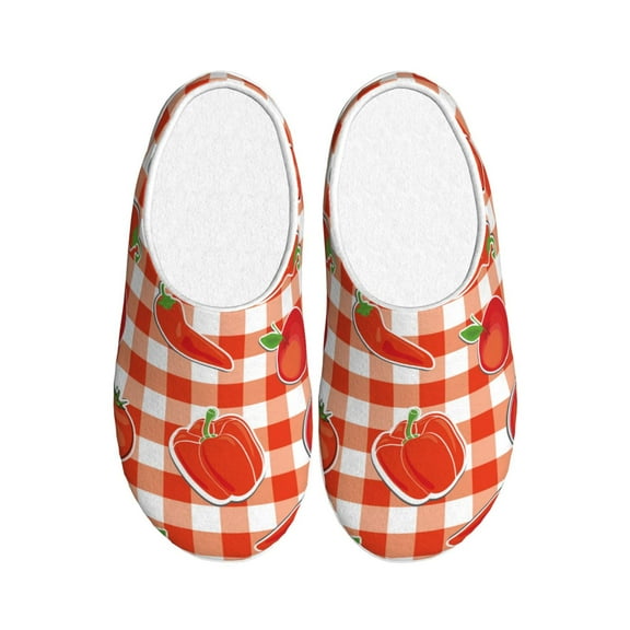 Picia Tomatoes And Chili for Women's Lamb-hug Comfy Fleece House Slippers Memory Foam, Slip-on House Shoes Indoor Outdoor-40/41
