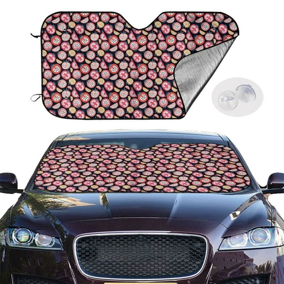 Picia Tomatoes Curved Windshield Sunshade Accordion Folding Style Auto Shade for Car Truck SUV Van Blocks UV Ray Sun Visor Protector -Small