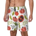 thumbnail image 1 of Picia Tomatoes pattern Mens Swim Trunks with Compression Liner Stretch Beach Shorts Quick Dry with Zipper Pockets No-Chafing Board Shorts-Small, 1 of 9