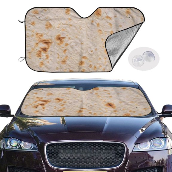 Picia Tortilla Curved Windshield Sunshade Accordion Folding Style Auto Shade for Car Truck SUV Van Blocks UV Ray Sun Visor Protector -