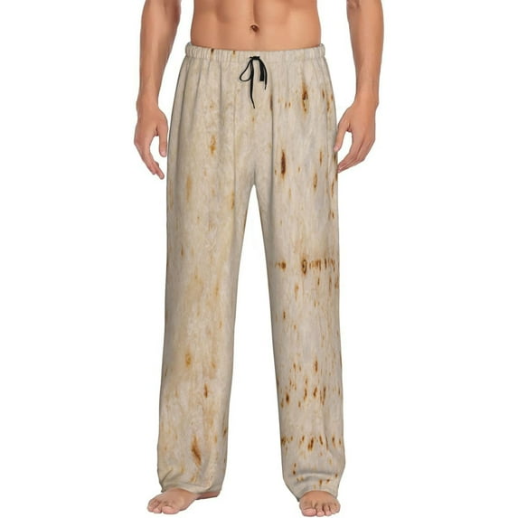 Picia Tortilla4 Pattern Mens Soft Woven Cotton Elastic Waistband Sleep Pajama Pant Lounge Sleep Pant With Pockets And Drawstring-Medium