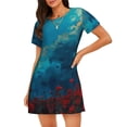 thumbnail image 1 of Picia Tower And Red Roses Pattern Women’s Nightdress – Casual Short-sleeved Loose-Fit Sleepwear, Soft Cotton Short-Sleeve Sleep Shirt for Relaxation & Comfort, 1 of 6