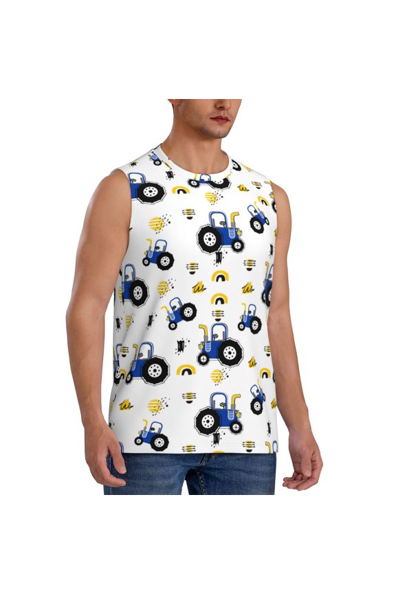Tractor And Vehicle mens Cotton Tank Undershirts , Moisture-wicking Ribbed Tanks, Lightweight Cotton Tank Undershirts-Small