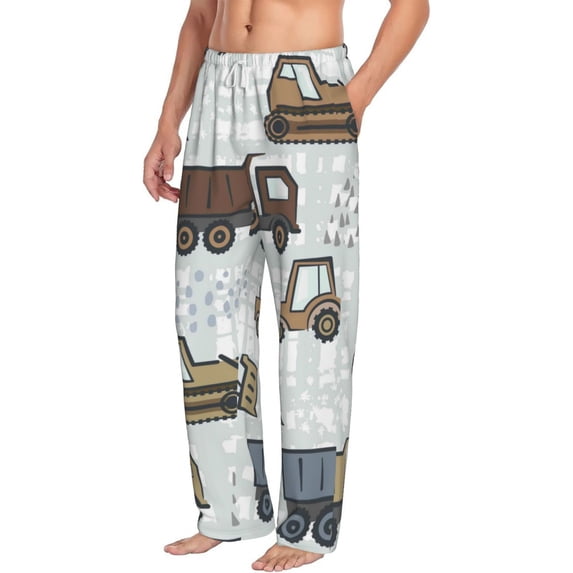Picia Tractor and Dumper Mens Soft Woven Cotton Elastic Waistband Sleep Pajama Pant Lounge Sleep Pant With Pockets And Drawstring-Small