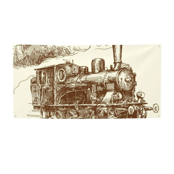 Picia Train Pattern Party Banner, Festive Decoration, Holiday Banner, Celebration Decor, Event Banner, Reusable Party Banner-Small