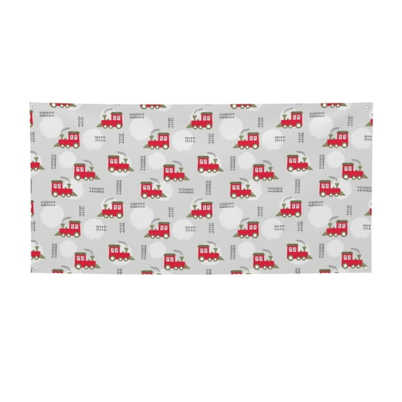 Picia Trains Pattern Party Banner, Festive Decoration, Holiday Banner, Celebration Decor, Event Banner, Reusable Party Banner-Medium