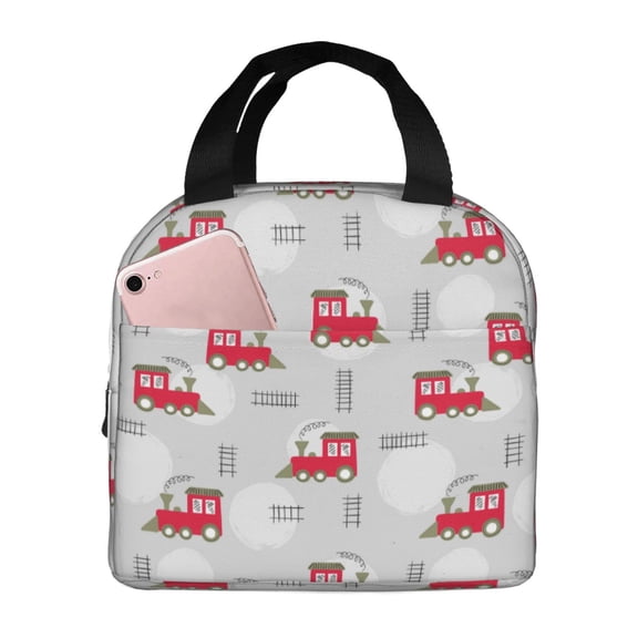 Picia Trains Printed Lunch box Lunch bag for Men Women Large Capacity Lunchbox Reusable Lunch Bags Insulated Lunch Bag Lunch Box Cooler