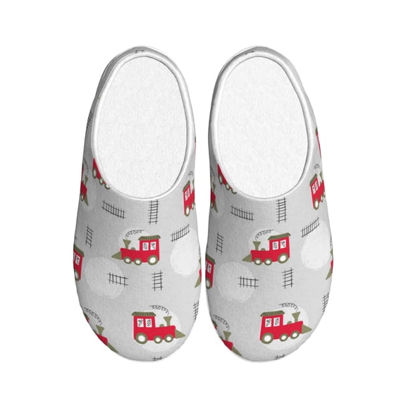 Picia Trains for Women's Lamb-hug Comfy Fleece House Slippers Memory Foam, Slip-on House Shoes Indoor Outdoor-42/43