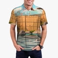 thumbnail image 1 of Picia Tranquil Garden Landscape Print Men's Polo Shirt, Two-Button Closure Pique Polo Shirt, Summer Fashion Golf Shirt-3X-Large, 1 of 6