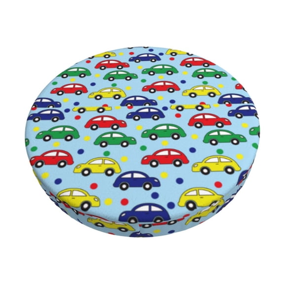 Picia Transport Pattern Round Stool Covers Comfy Seat Covers Stretch Removable Washable Chair Slipcover Round Bar Chair Cushion Cover-12 inch