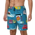 thumbnail image 1 of Picia Transportations With Cute Animals pattern Mens Swim Trunks with Compression Liner Stretch Beach Shorts Quick Dry with Zipper Pockets No-Chafing Board Shorts-XX-Large, 1 of 9