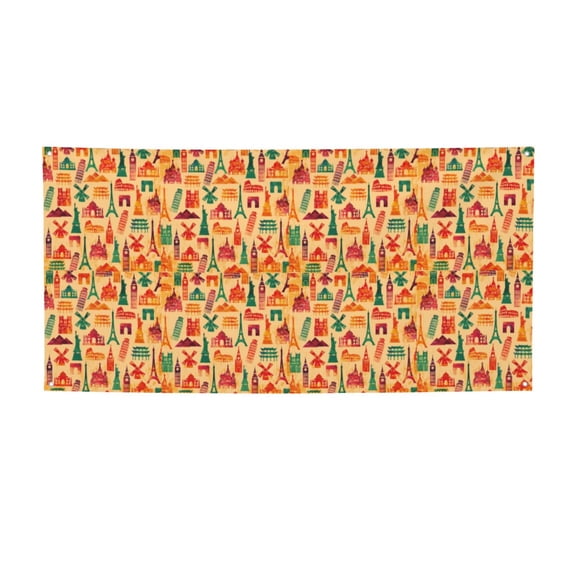 Picia Travel And Tourism Pattern Party Banner, Festive Decoration, Holiday Banner, Celebration Decor, Event Banner, Reusable Party Banner-Small