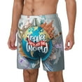 thumbnail image 1 of Picia Travel Around The World pattern Mens Swim Trunks with Compression Liner Stretch Beach Shorts Quick Dry with Zipper Pockets No-Chafing Board Shorts-Large, 1 of 1