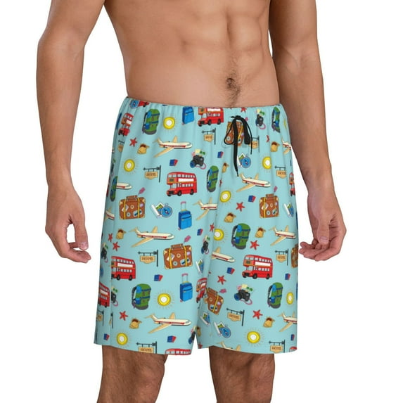 Picia Travel1 Pajama Shorts for Men, Men's Pajama Bottoms, Sleepwear,Short Pajama Pants-4X-Large