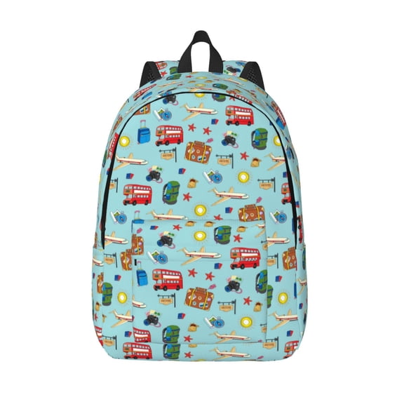Picia Travel1 Printed Canvas Daypack - Stylish and Durable Vintage Compact Backpack - Class, Work, Travel, or Laptop Bookbag,Organized Compartments-Medium