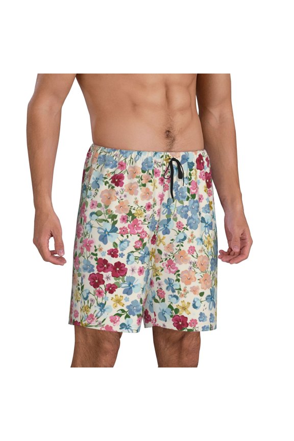 Trendy Floral Design Pajama Shorts for Men, Men's Pajama Bottoms, Sleepwear,Short Pajama Pants-4X-Large