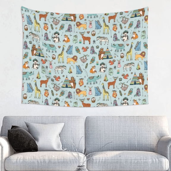 Picia Tribal Animals Pattern Tapestry-Tapestries for Bedroom Living Room Dorm(29x37")