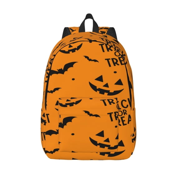 Picia Trick Or Treat Printed Canvas Daypack - Stylish and Durable Vintage Compact Backpack - Class, Work, Travel, or Laptop Bookbag,Organized Compartments-Small