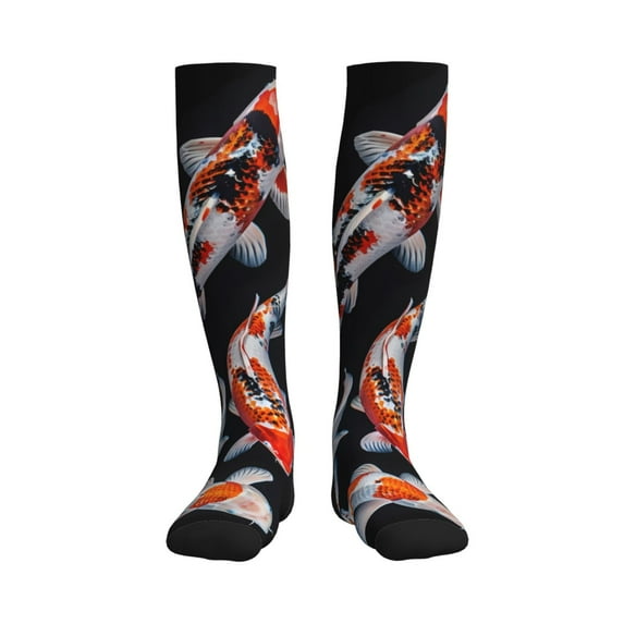 Picia Tricolor Koi Fish Trio Printed Sports Compression Socks - 15-20mmHg Graduated Compression, High-Performance Soft and Breathable Socks for Men and Women