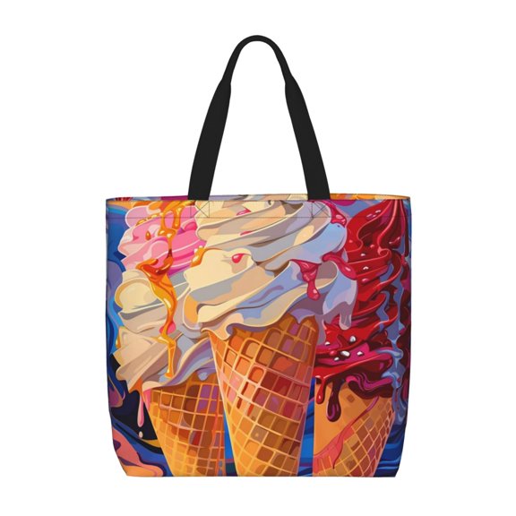 Picia Trio Of Dripping Cones for Tote Bag for Women with Zipper, Gym Tote with Compartments, Laptop Work Tote Nurse Dance Yoga Bag for Sport, Travel