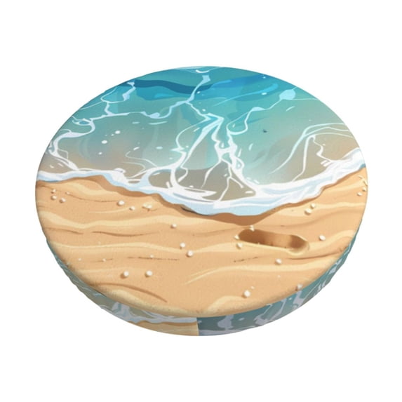 Picia Tropical Beach With Starfish Pattern Round Stool Covers Comfy Seat Covers Stretch Removable Washable Chair Slipcover Round Bar Chair Cushion Cover-13 inch