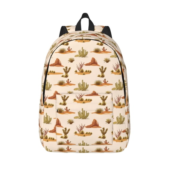 Picia Tropical Desert Printed Canvas Daypack - Stylish and Durable Vintage Compact Backpack - Class, Work, Travel, or Laptop Bookbag,Organized Compartments-Small