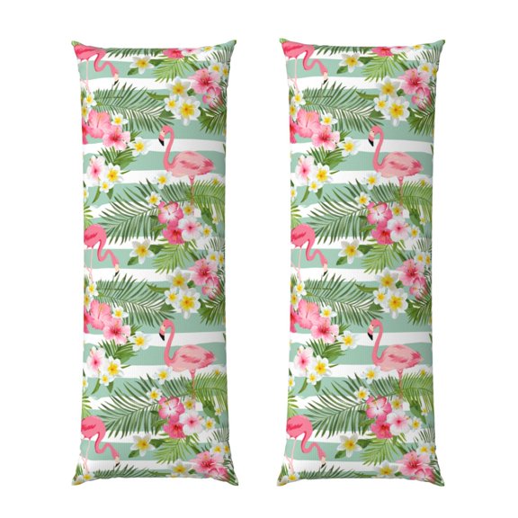Picia Tropical Flamingo Body Pillow Cover - Super Soft Microfiber 20x54 Body Pillow Case - Envelope Closure, Wrinkle, Stain Resistant Body Pillow Cover,Elegant Bedding