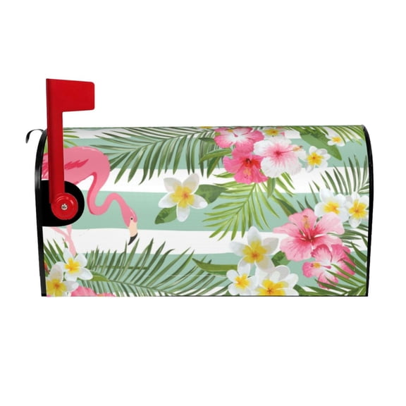 Picia Tropical Flamingo Magnetic Mailbox Cover Standard Size-