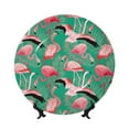 thumbnail image 1 of Picia Tropical Flamingo Pattern Bone China Decorative Plate – Wall Decor with Stand and Adhesive, Elegant Ornament for Living Room, Office, or Entryway-6in, 1 of 6