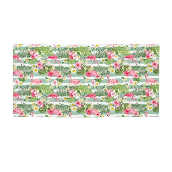 Picia Tropical Flamingo Pattern Party Banner, Festive Decoration, Holiday Banner, Celebration Decor, Event Banner, Reusable Party Banner-Small