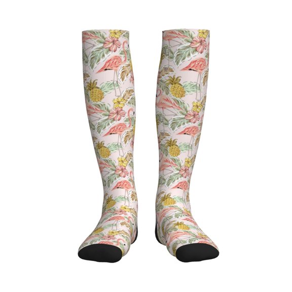 Picia Tropical Flamingo Pineapple Printed Sports Compression Socks - 15-20mmHg Graduated Compression, High-Performance Soft and Breathable Socks for Men and Women
