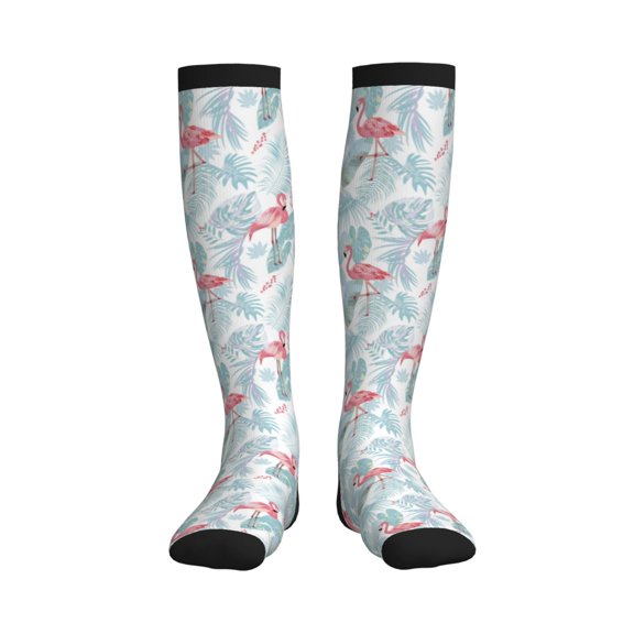 Picia Tropical Flamingo Printed Sports Compression Socks - 15-20mmHg Graduated Compression, High-Performance Soft and Breathable Socks for Men and Women