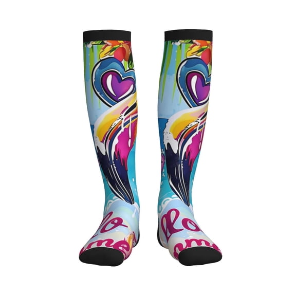 Picia Tropical Flamingo Summer Printed Sports Compression Socks - 15-20mmHg Graduated Compression, High-Performance Soft and Breathable Socks for Men and Women