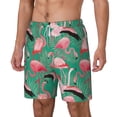 thumbnail image 1 of Picia Tropical Flamingo pattern Mens Swim Trunks with Compression Liner Stretch Beach Shorts Quick Dry with Zipper Pockets No-Chafing Board Shorts-Small, 1 of 9