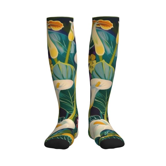 Picia Tropical Floral Jungle Printed Sports Compression Socks - 15-20mmHg Graduated Compression, High-Performance Soft and Breathable Socks for Men and Women
